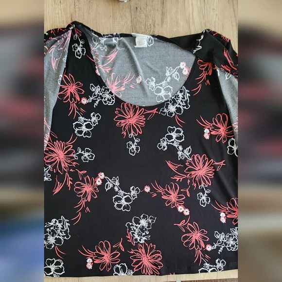 Fashion Bug Vintage 90's Women's XL Black Floral Chest Knot Blouse - Picture 6 of 6